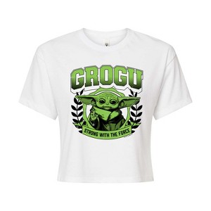 Women's - Star Wars - The Mandalorian Grogu Collegiate Cropped Graphic T-Shirt - 1 of 4