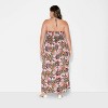 Women's Ruched Maxi Halter A-Line Dress - Wild Fable™ Assorted Pinks Floral - 3 of 3