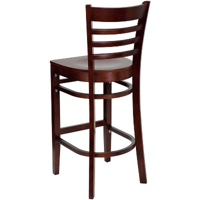 Elegant Mahogany Wood Ladder Back Barstool with Footrest