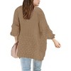 Girls Sweater Cardigan Open Front Longline Sweater Cable Knit Sweater Long Sleeve Color Block Sweater,Khaki(with Pocket) - 2XL - 2 of 3