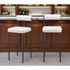 HomeRoots Set of Two 30" Ivory and Black Shearling and Steel Low Back Bar Height Bar Chairs - 2 of 4