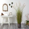 Nearly Natural 6-ft Grass Artificial Plant in Ribbed Metal Planter - 3 of 4
