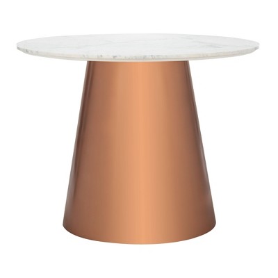 40" Gail Round Marble Dining Table White/Copper - Safavieh