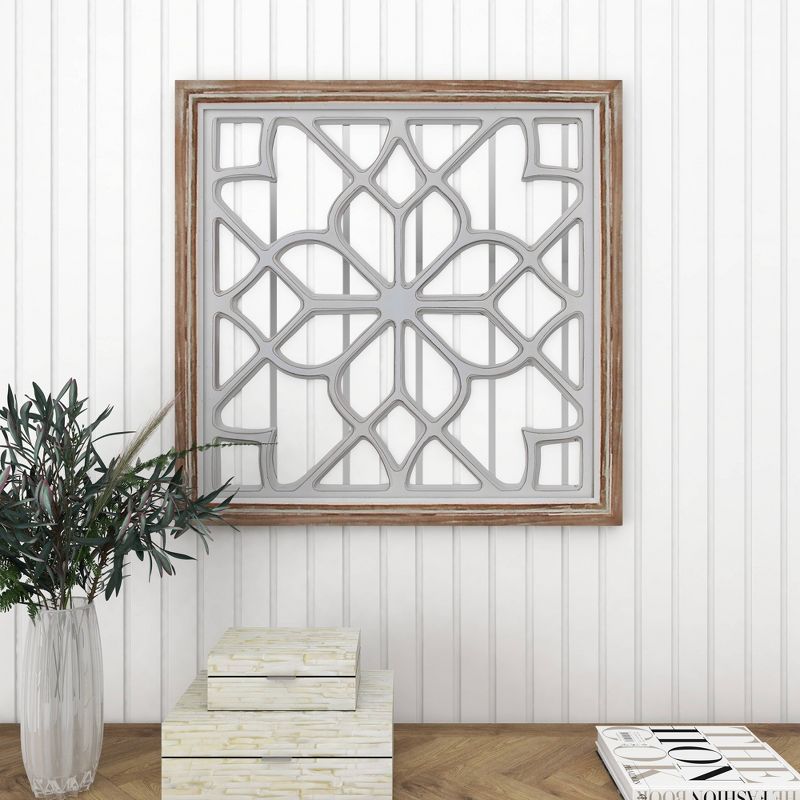 Wood Geometric Carved Wall Mirror White - Olivia &#38; May, 6 of 17