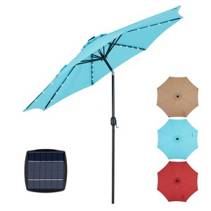 ELJGET 10FT Solar Patio Umbrella with 32 LED Lights, Tilt Adjustment, UV-Resistant Polyester Fabric, Outdoor Lighted Market Umbrella Red - 1 of 4