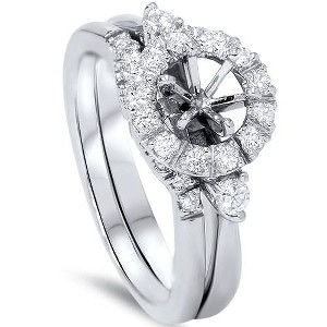 Pompeii3 1/2ct Diamond Halo Engagement Setting Set 14K White Gold - 1 of 4