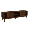 Gulches 67.9" Mid-Century Modern Rattan TV Stand - Walnut, Solid Wood Feet, Fits 75" TVs, Storage Media Console - 4 of 4