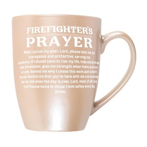 Elanze Designs First Responder Appreciation Coffee Cup Mug 10 Ounce Ceramic With Shimmery Metallic Finish Firefighter's Prayer Precious Pearl - 1 of 4