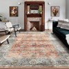 Machine Washable Area Rug Vintage Floral Non Slip Rug Foldable Stain Resistant Rugs Distressed Low Pile Indoor Carpet for Bedroom Living Room - 2 of 4