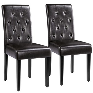 Yaheetech Set of 4 Button Tufted Faux Leather Dining Chairs for Home, Restaurants, Cafe - 1 of 4