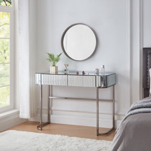 39" Mirrored Vanity Table,Mirrored Dressing Table With Drawers,Stainless Steel Base Vanity Table,Vanity Desk For Bedroom Or Office-Cuddlewood - 1 of 4