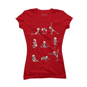 Junior's Design By Humans Skeleton Yoga By huebucket T-Shirt - 1 of 3