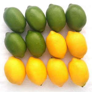 JuzToys 12pcs Yellow & Green Artificial Lifelike Simulation Lemon Fake Fruit Home Kitchen Cabinet Decoration - 1 of 4