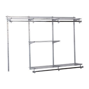 Rubbermaid Configurations 3-6 Feet Expandable Hanging and Shelf Space Custom DIY Closet Organizer Kit, Titanium (2 Pack) - 1 of 3