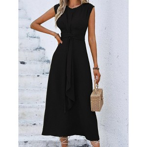 Women's A-Line Maxi Dress Sleeveless Tie-Waist Slip, Solid Color Elegant  Summer Gown : Target