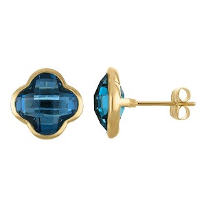 Designs By Gioelli 10K Gold Gemstone Clover Stud Earrings - 1 of 2