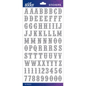 Sticko Alphabet Stickers - Carnival, Silver Glitter, 83pcs - 1 of 1