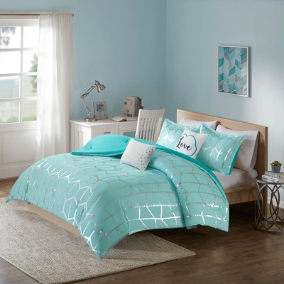 Aqua Arielle Brushed Comforter Set (full/queen) 5pc: Intelligent Design ...