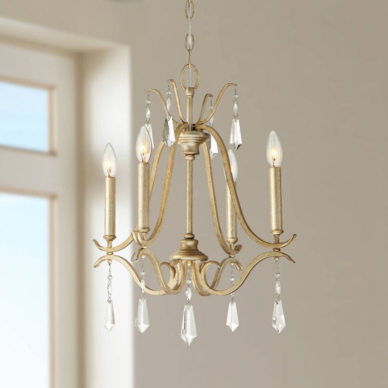 Minka Lavery Aged Brio Gold Pendant Chandelier 18" Wide French Clear Crystal 4-Light Fixture for Dining Room House Foyer Kitchen, 2 of 3
