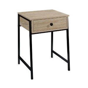 North Avenue Nightstand Charter Oak - Sauder: Metal Frame, Mid-Century Modern, Storage Drawer - 1 of 4
