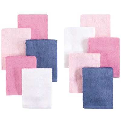 Little Treasure Baby Girl Rayon from Bamboo Luxurious Washcloths, Pink Denim 10-Pack, One Size