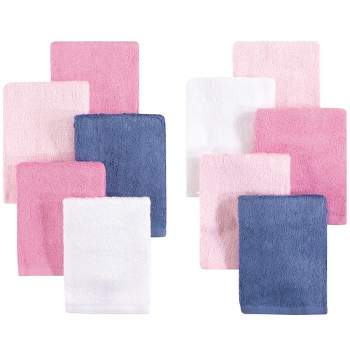 Little Treasure Baby Girl Rayon from Bamboo Luxurious Washcloths, Pink Denim 10-Pk, One Size