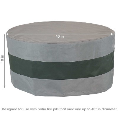 Gray and Green Heavy-Duty Polyester Round Fire Pit Cover, 40" x 18"