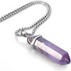 Crystal Healing Necklace for Women, Hexagonal Gemstone Pendant on 18" Steel Chain Natural Rose Quartz - 2 of 4