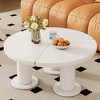 Lirago Round Petal Coffee Table 3 Thick Legs Minimalist Irregular End Table Living Room Dining Room Bedroom Workspace Cream White Easy Assembly - 2 of 4