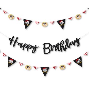 Big Dot of Happiness Pirate Ship Adventures - Skull Birthday Party Letter Banner Decoration - 36 Banner Cutouts and Happy Birthday Banner Letters - 1 of 4