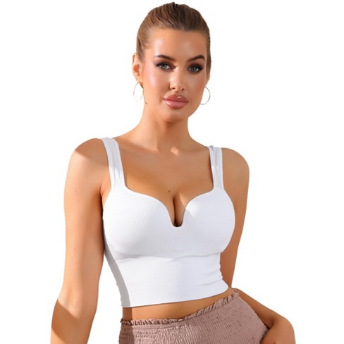 Allegra K Women's Wire-Free Integrated Cup Sports Push-Up Ribbed Longline Camisoles - image 1 of 4