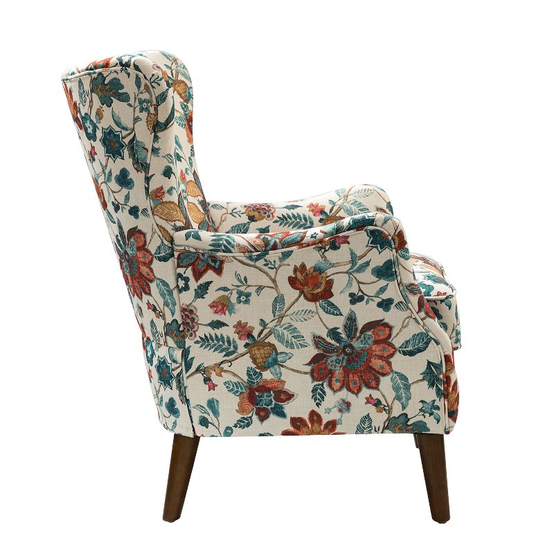 Set of 2 Nikolaus Comfy Living Room Armchair with Floral Fabric Pattern and Wingback | ARTFUL LIVING DESIGN, 3 of 11