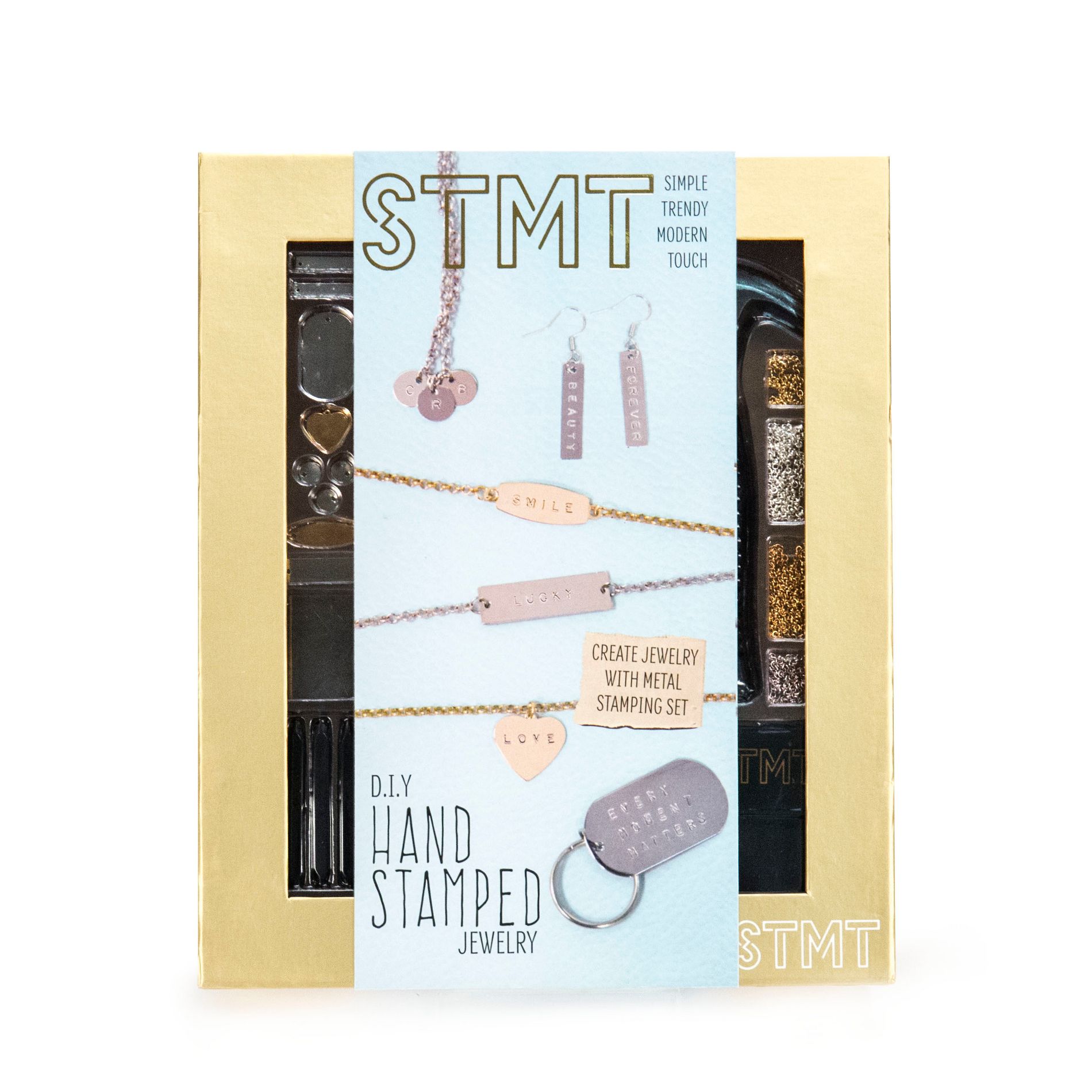 DIY Hand Stamped Metal Jewelry Kit - STMT: Aluminum & Steel Stamping Kit, Jewelry Craft Activity, 71 Pieces