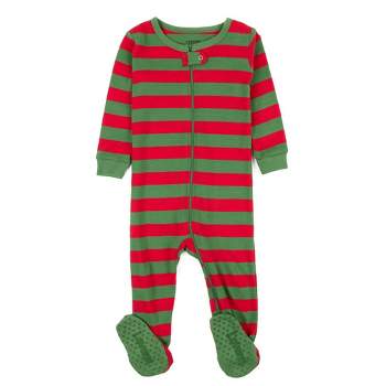 Leveret Kids Footed Cotton Striped Christmas Pajamas