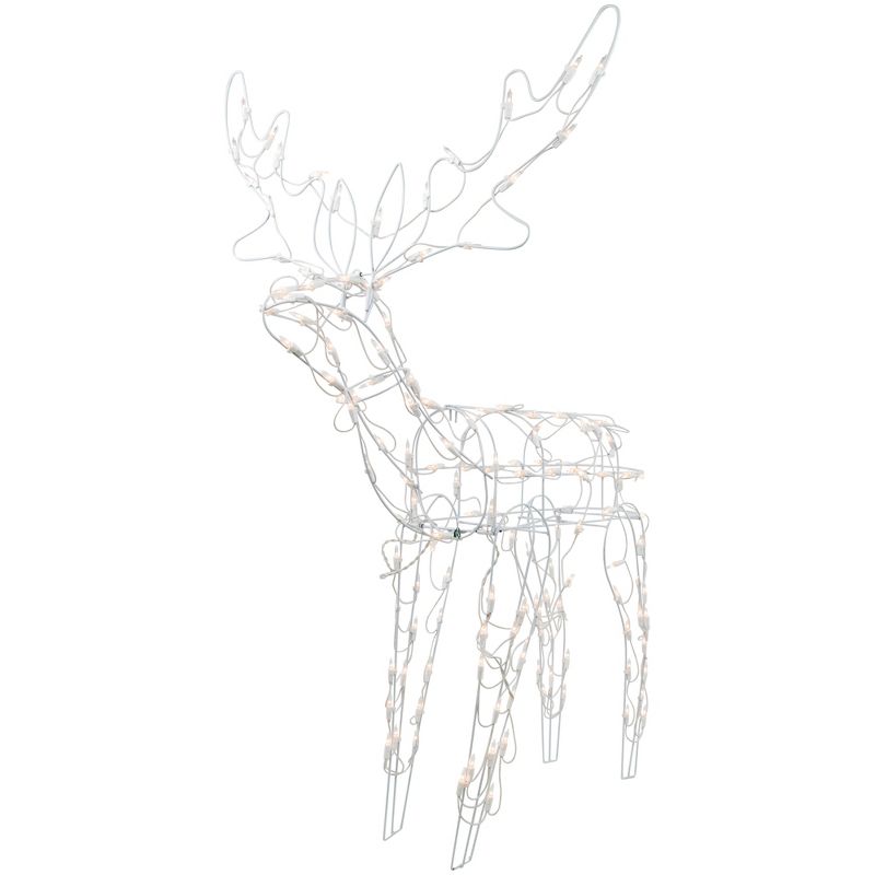 Northlight 48" Lighted White Standing Reindeer Outdoor Christmas Yard Decoration, 3 of 8