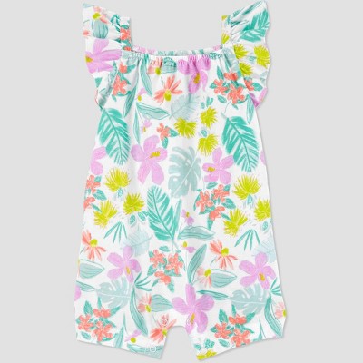 Image of Carter's Just One You® Baby Girls' Tropical Floral Romper - White 6M