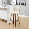 Bekrvio Swivel Counter Height Bar Stools, 29" Faux Leather Upholstered with Back & Bent Wood Legs, for Kitchen Counter - 2 of 4