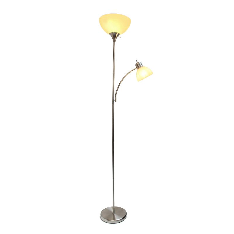71.5" Traditional 2 Light Mother Daughter Metal Floor Lamp with Torchiere and Reading Light - Creekwood Home, 2 of 8