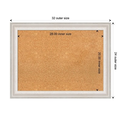 Trio White Wash Silver Framed Natural Corkboard 32" x 24"