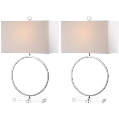 Phoenix 26" Chrome and White Cotton Table Lamp Set