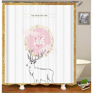 Love Deer Shower Curtains for Bathroom Waterproof Fabric Bath Curtain Durable Soft Stylish Bathroom Decor 72x72 Inch - 1 of 1