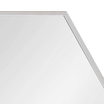 Grace Modern Silver Beveled Hexagon Wall Mirror with Wood Frame