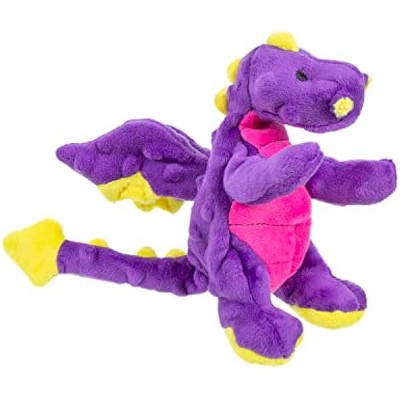 goDog Bubble Plush Dragons Squeaky Dog Toy, Chew Guard Technology - Purple, Small