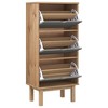 vidaXL Shoe Cabinet OTTA with 3 Drawers Brown&Gray Solid Wood Pine - 3 of 4