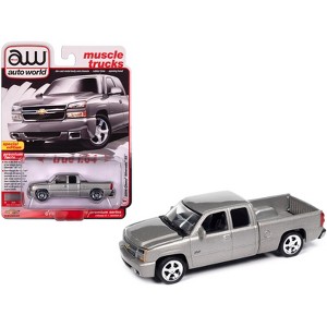 2006 Chevrolet Silverado SS Pickup Truck Silver Birch Metallic "Muscle Trucks" Series 1/64 Diecast Model Car by Auto World - 1 of 3