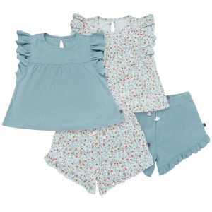 Modern Moments™ by Gerber Toddler Girls' 4-Piece Flutter Sleeve Top and Shorts Set - 1 of 4