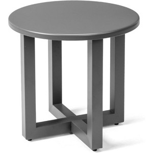 VINGLI Round Outdoor Side Table, Small Metal Outdoor Table Patio End Tables for Balcony, Porch, Garden and Poolside - 1 of 4