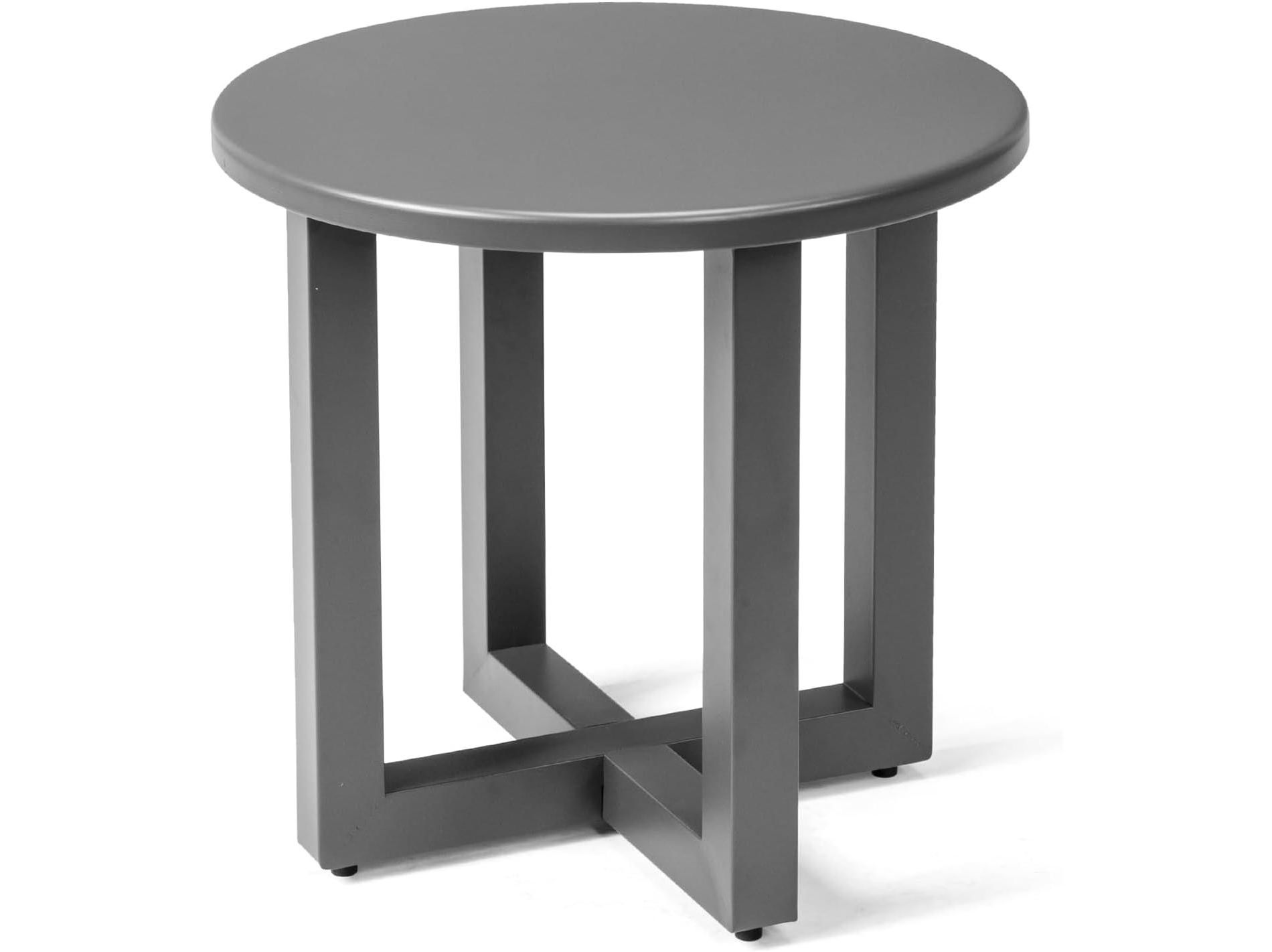 VINGLI Round Outdoor Side Table, Small Metal Outdoor Table Patio End Tables for Balcony, Porch, Garden and Poolside