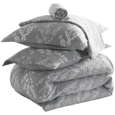 NTBAY 5 Piece Cotton Muslin Bedding Set, Three-layer Bed Blanket and Pillow Shams, Soft Yarn Dyed Quilt Set — фото 5