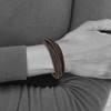 Black Bow Jewelry Stainless Steel & Genuine Leather Multi Strand Bracelet, 8 Inch - 3 of 4